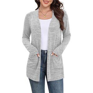Womens Lightweight Cardigan Long Sleeve Open Front Sweater Pockets Casual